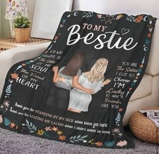 Best Friend  BFF Friend Verse Fleece Throw Blanket with message 130 X 150cm