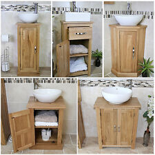 Bathroom Vanity Unit | Oak Sink Cabinet | Ceramic Wash Basin Tap & Plug Included
