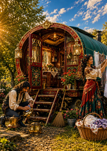 Romany gypsy couple wall - couple, print