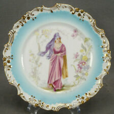 Adderley Hand Colored Medieval Renaissance Lady Turquoise Gold 8 7/8 Inch Plate