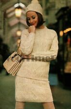Knitting Pattern Womens Cable Design Sweater Skirt & Hat DK Yarn 32" - 42" Bust