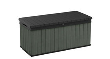 Keter Darwin 454 L Resin Woodlook Storage Box Green Hydraulic Lockable Lid