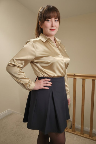 Khaki glossy satin - , hidden