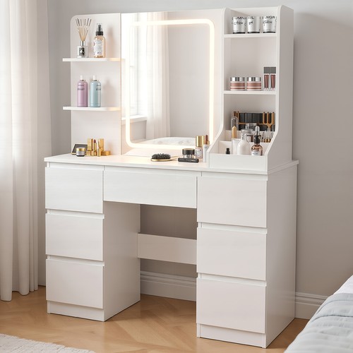 Led white dressing table - led,
