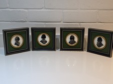 Vintage Bronte Dickens Browning Silhouette Picture Hand Painted On Glass Framed