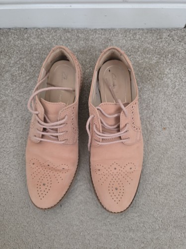 Clarks pink suede brogues - suede, /