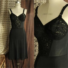 Vintage 1960s Black Full Slip