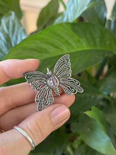 Amethyst butterfly brooch - amethyst,