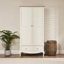 Lille French Chalk White Double Wardrobe With Drawer - Full Hanging