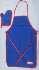 Rare Vintage 1980's Little Tikes Kitchen Baking Blue Apron & Mitten 2 Piece Set