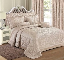 Luxury Jacquard Bedding Duvet Cover Set Bedspread Pillowsham Curtains All Sizes