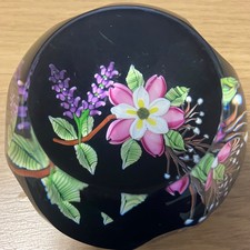 Vintage Scottish Caithness Glass Paperweight  Flower & Heather By William Mason