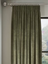 John Lewis Velvet Pair Lined Pencil Pleat Curtains W228 x D274cm - Khaki (Mark]