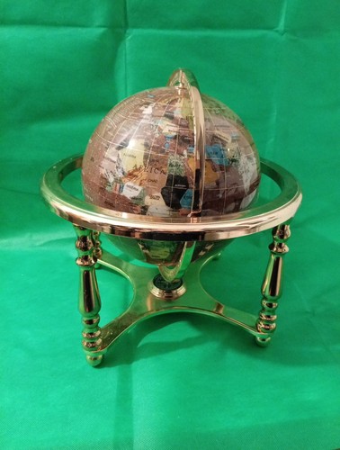 Gemstone globe brass stand - gemstone,