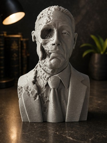 Half skull bust sculpture - bust,
