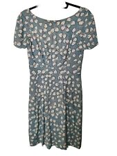 EMILY AND FIN Claudia Dress Size 8 Pockets Lined Blue White Leaf Floral Summer