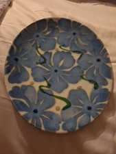 Janice Tchalenko For John Lewis Blue Flower Vgc Oval side Plate
