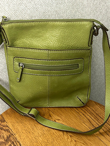 Fossil green pebbled - pebbled, leather