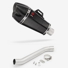 Lextek Carbon Fibre XP13C Exhaust 210mm with Link Pipes Silencer Chrome Polished