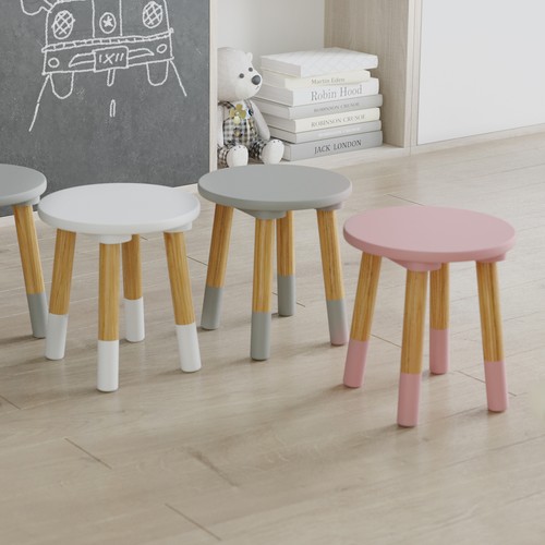 Kids wooden stool seat round - wooden,