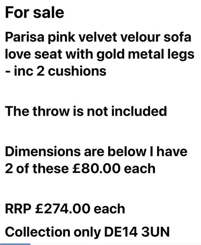 Parisa pink velvet - pink, loveseat
