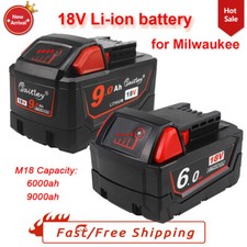  18V 6ah/9ah Fit For Milwaukee M18 M18B5 Li-ion Battery XC 48-11-1840 48-11-1850
