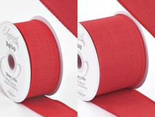 Red Wired edge Burlap Hessian Ribbon 38mm or 63mm