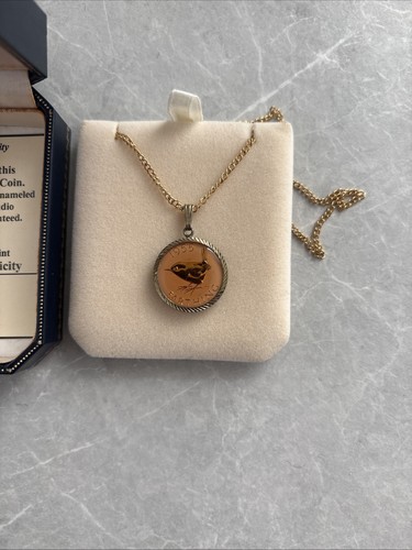 Hand enameled coin pendant - coin,