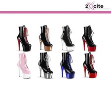 Pleaser High Heel Stiletto Platform 7" Ankle Boots Adore 1020 Two Tone