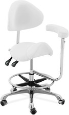 Physa Salon Saddle Chair with Armrest Swivel Height Adjustable White   