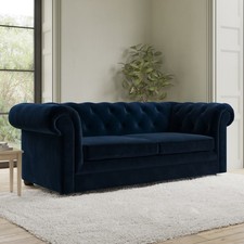 Blue Velvet Sofa Bed 3 Seater