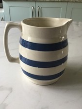 Staffordshire Chef Ware Jug - Blue & White Stripe - 11.5cm Tall