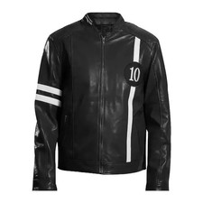 Ben 10 Alien Cosplay Biker Style Kids & Adults Slim Fit Black Leather Jacket