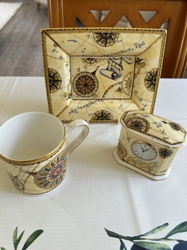 Wedgwood atlas set - clock, dish