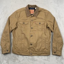 Levis Wax Jacket Mens Large Brown Paper Bag Trucker Type 3 Ridgeline Check Lined