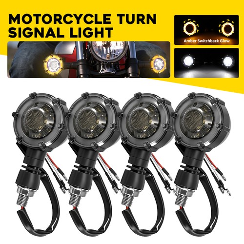 4pcs white amber motorcycle - white,