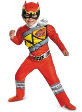 Kids Power Rangers Costume Red Ranger Dino Charge Boys Superhero Child Cosplay