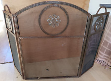 Vintage Metal Triple 3 Mesh Screen Plate Panel Fire Place Screen Guard Front