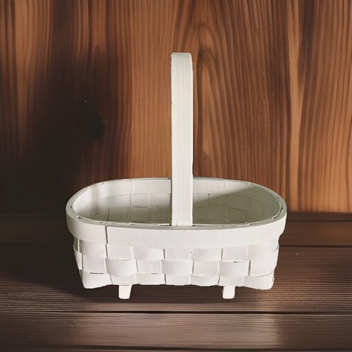 White wooden basket - basket, weave