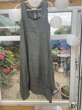 New Viscose Lagenlook Dress. Pockets Cocoon Shape M, Large, Stripped, Loose Fit