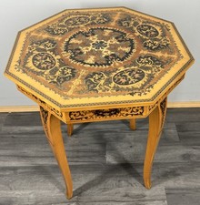 Vintage French Marquetry Octagonal Jewellery Table with Music Box LOT 4258