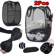 x2 Laundry Bag Pop Up Washing Foldable Laundry Basket Bag Mesh Hamper Storage UK