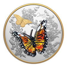 2025 $125 Half Kilogram Monarch Butterfly Fine Silver Coin with Murano Glass