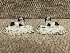 Staffordshire Pottery Antique Figure Models 19th Century Dogs Spaniel Rare