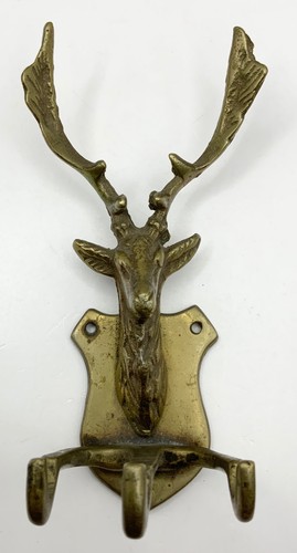 Vintage stag bronze head - vintage,
