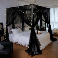 Canopy Bed Curtains - 4 Corners Post Bed Canopy Curtains for Girls & Adults, ...