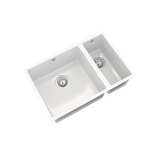 Comite 1.5 Bowl Undermount Kitchen Sink – Gloss White 67x44x20cm-Dual Basin