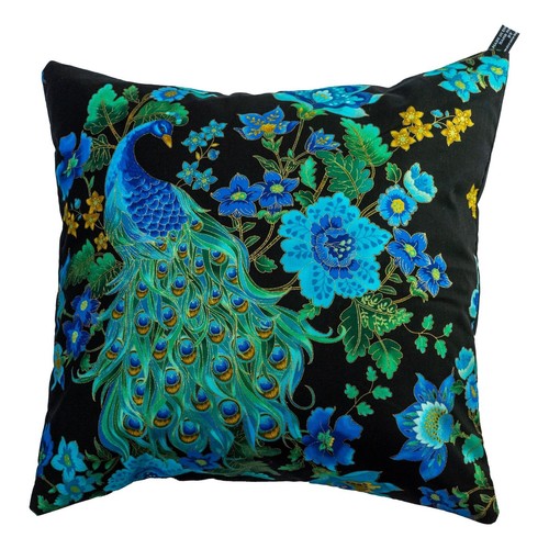 Peacock flower cushion - peacock, &