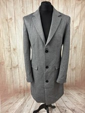 Zara Man Large Grey Long Overcoat Coat Smart Formal Business Warm Winter Soft