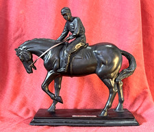 Large 10.5" Julianna Collection Bronzed Racehorse Figurine Signed Crosa VGC